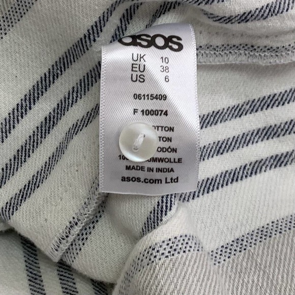 Asos Dress Women's Size 6 Gray White Multicolor Striped Casual Short Sleeve - Picture 5 of 9